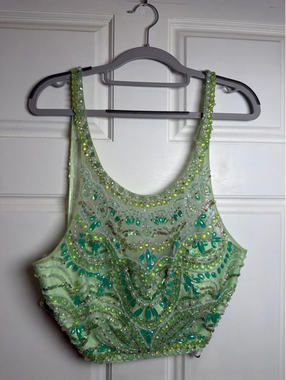 Blush Embellished Beaded Crop Top Size 12 Fairy Rave